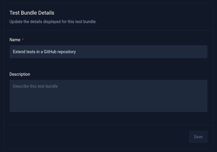 Test Bundle Details showing the bundle name and description in Settings