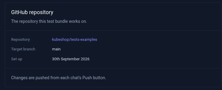 Bundle settings showing the configured GitHub repository and target branch