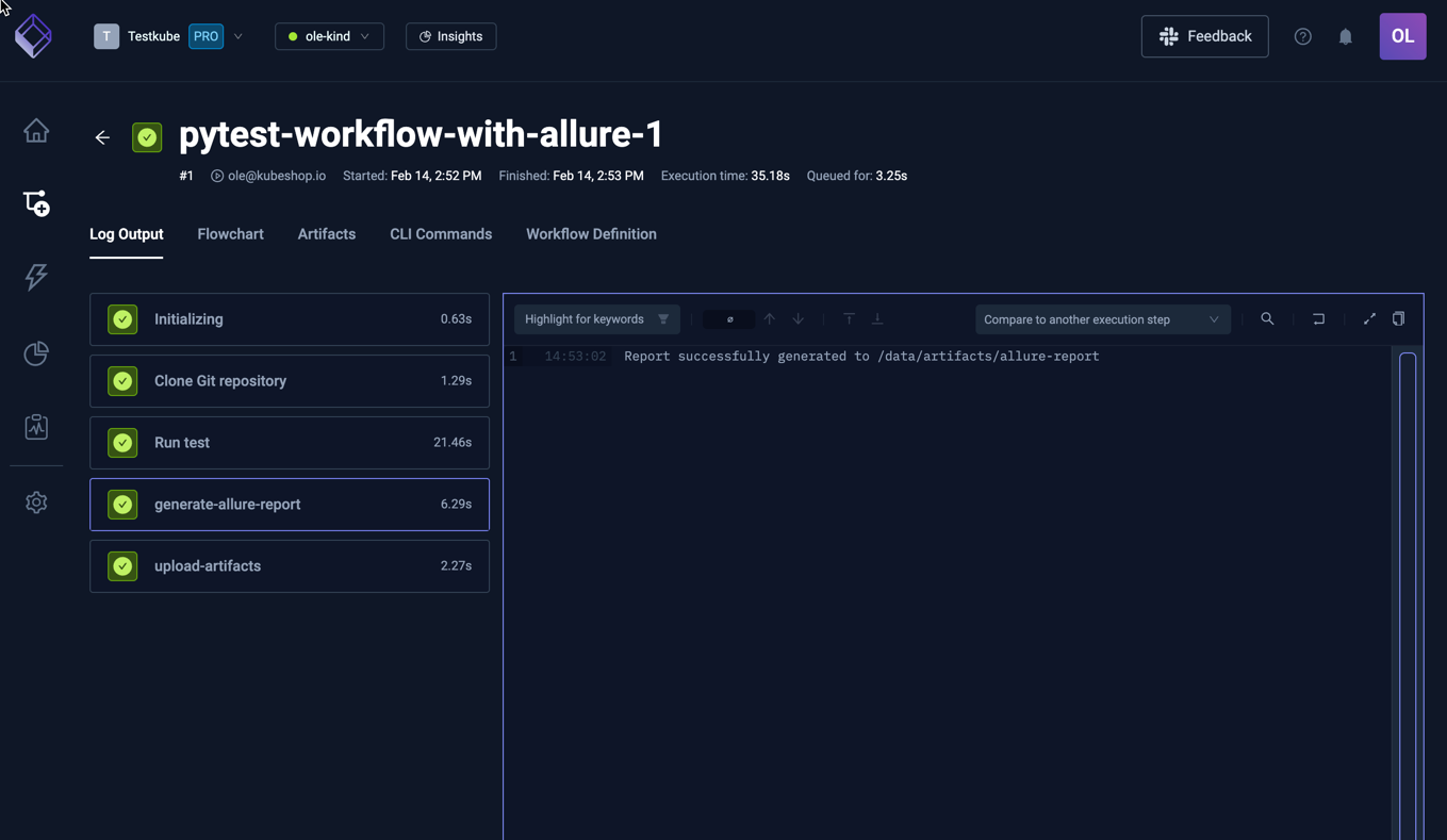 Allure Log Output