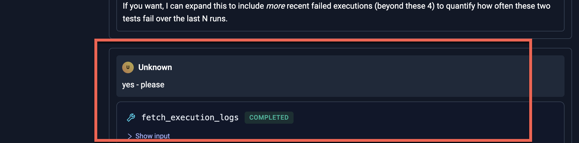 Flakiness Analysis Chat Continue
