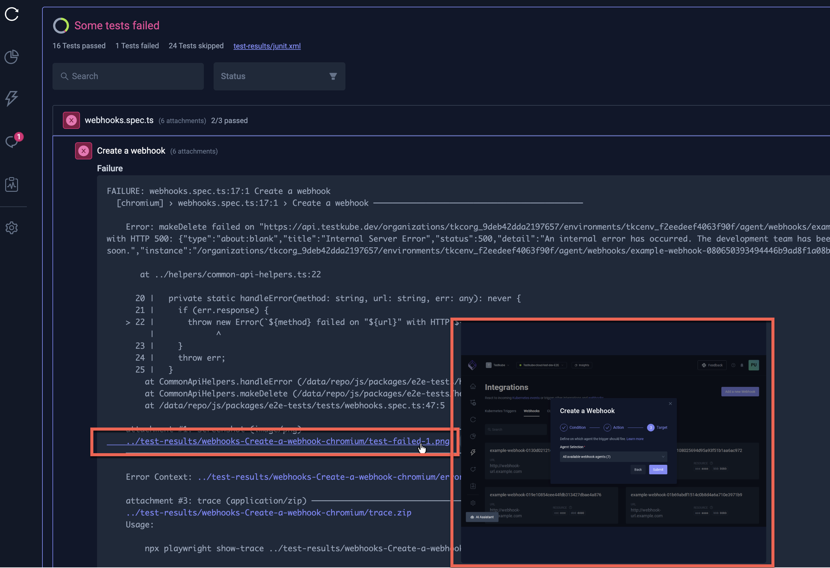 Example with inlined JUnit Attachments