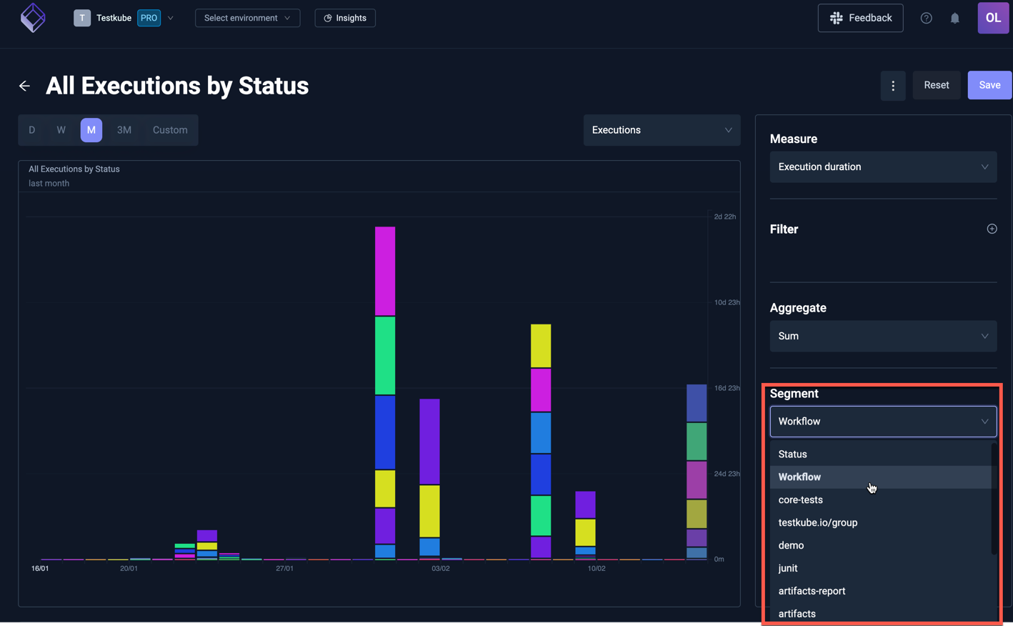 Test Insights Executions Segment