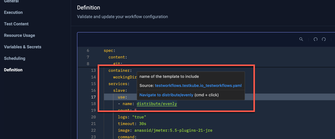 Workflow Editor Clickable Template References