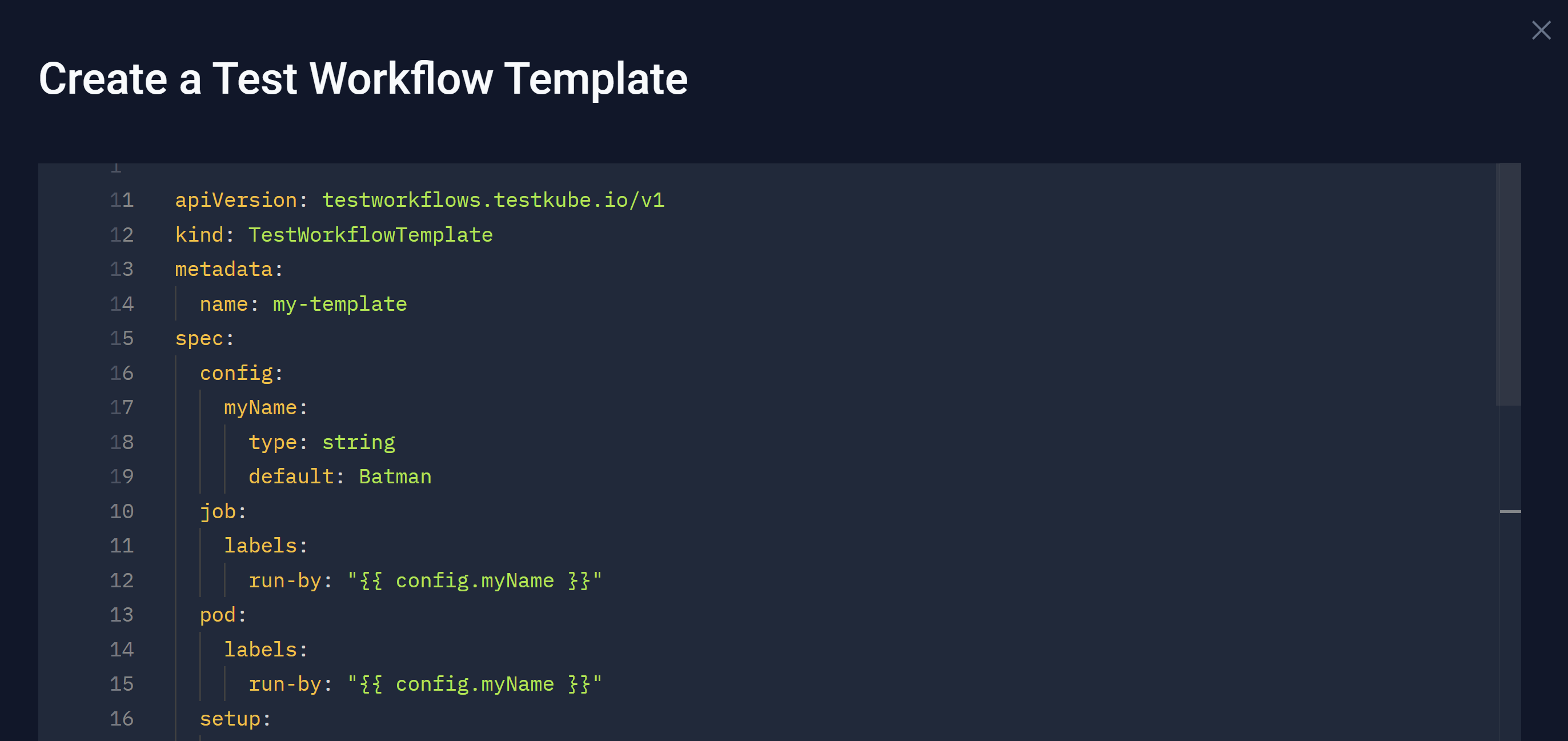 Import from YAML Template Wizard