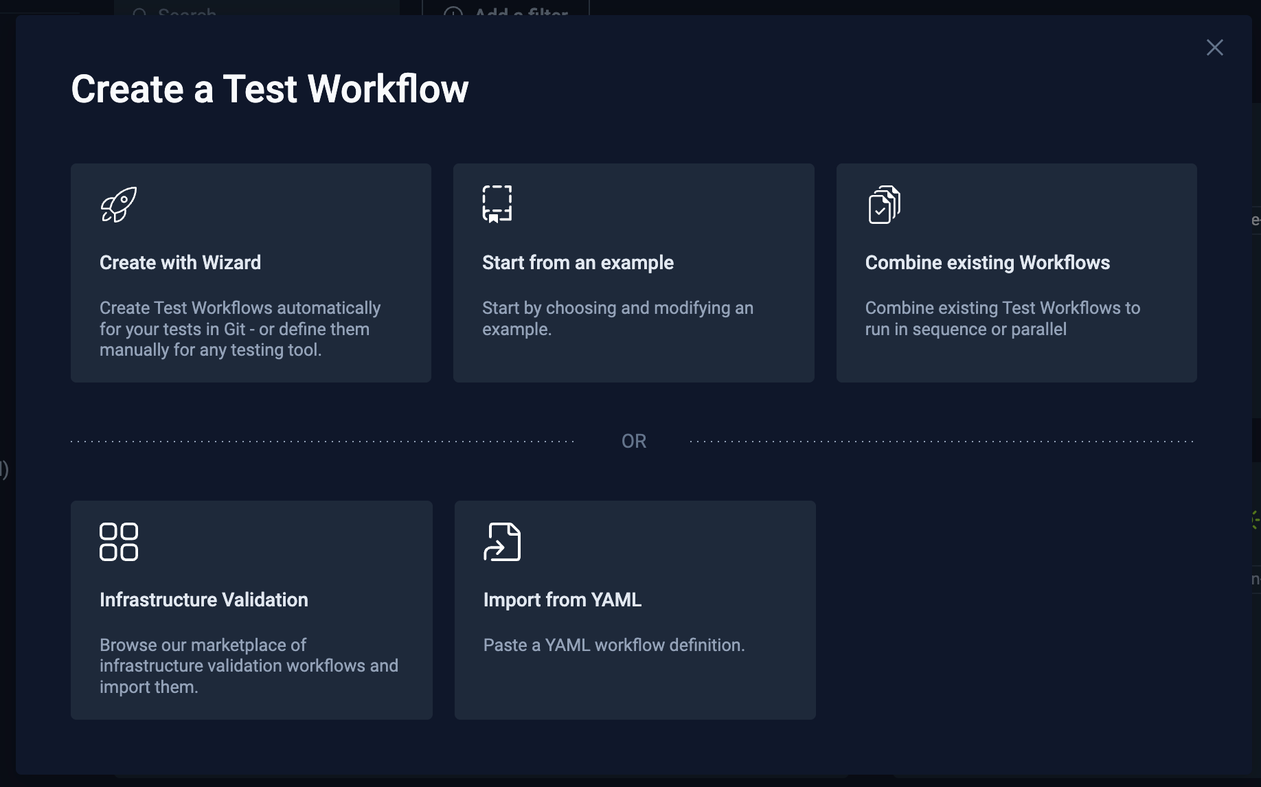 Create a Test Workflow modal